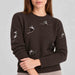 Alp n Rock women's Talia Embroidered Skier Sweater in coffee, close-up showing fabric and design.