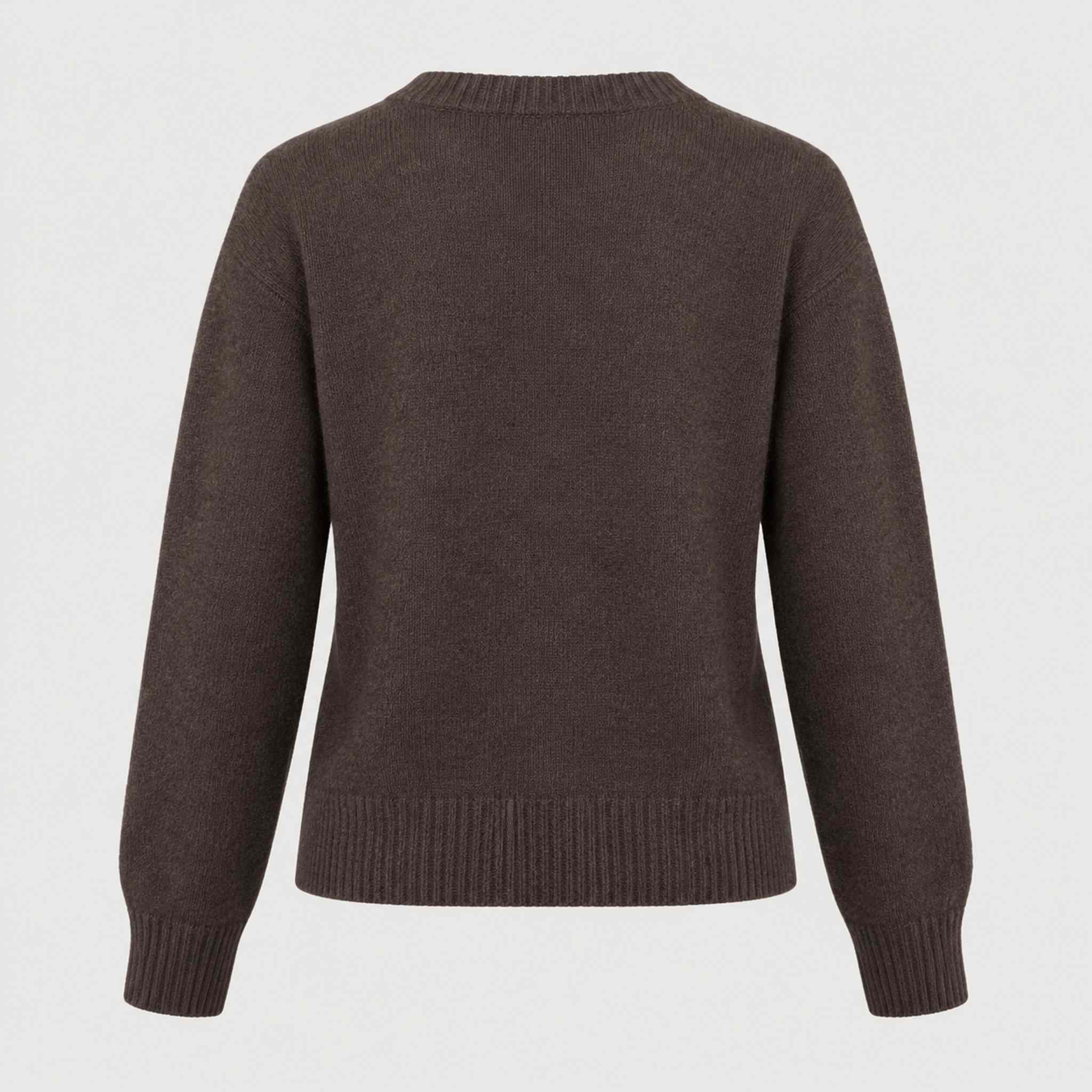 Alp n Rock women's Talia Embroidered Skier Sweater in coffee, back view.