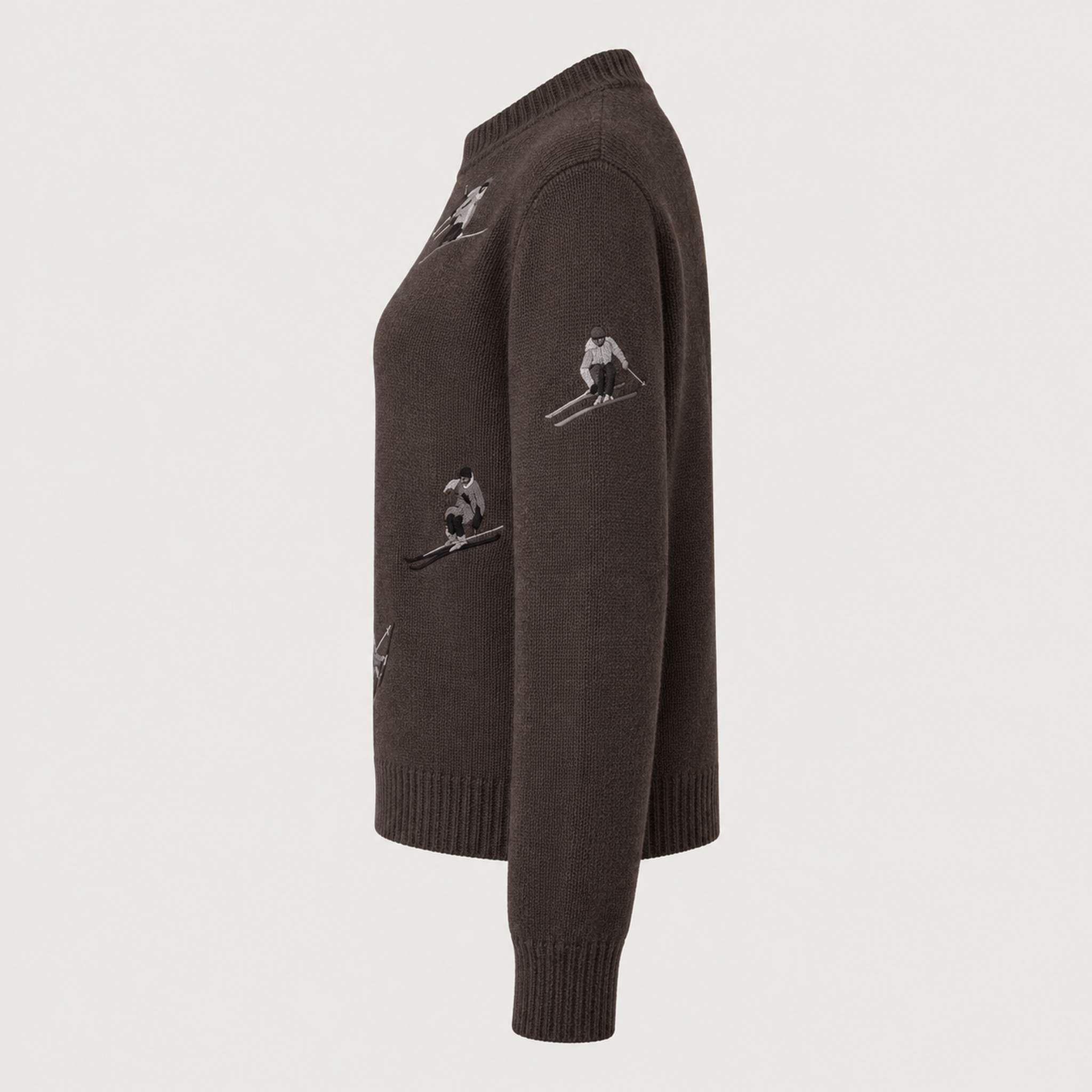 Alp n Rock women's Talia Embroidered Skier Sweater in coffee, side view.