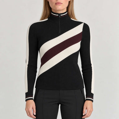 Alp n Rock women's Tanya Rib Sweater in black, front view on model.