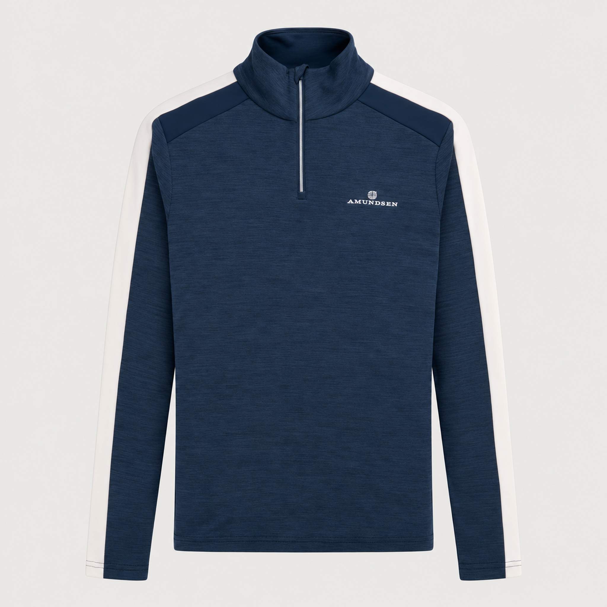 Amundsen 5Mila Half Zip in Navy Stripe, front product view.