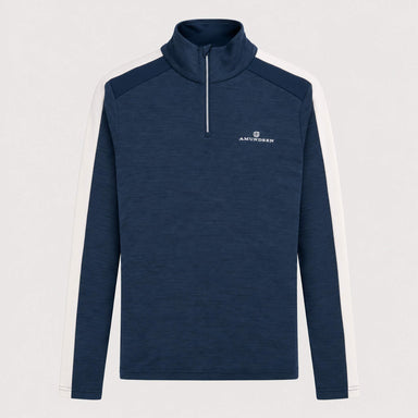 Amundsen 5Mila Half Zip in Navy Stripe, front product view.