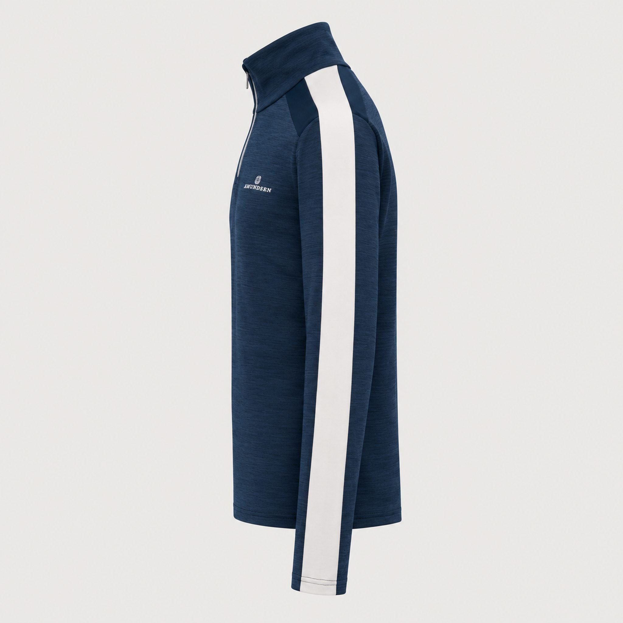 Amundsen 5Mila Half Zip in Navy Stripe, side product view.