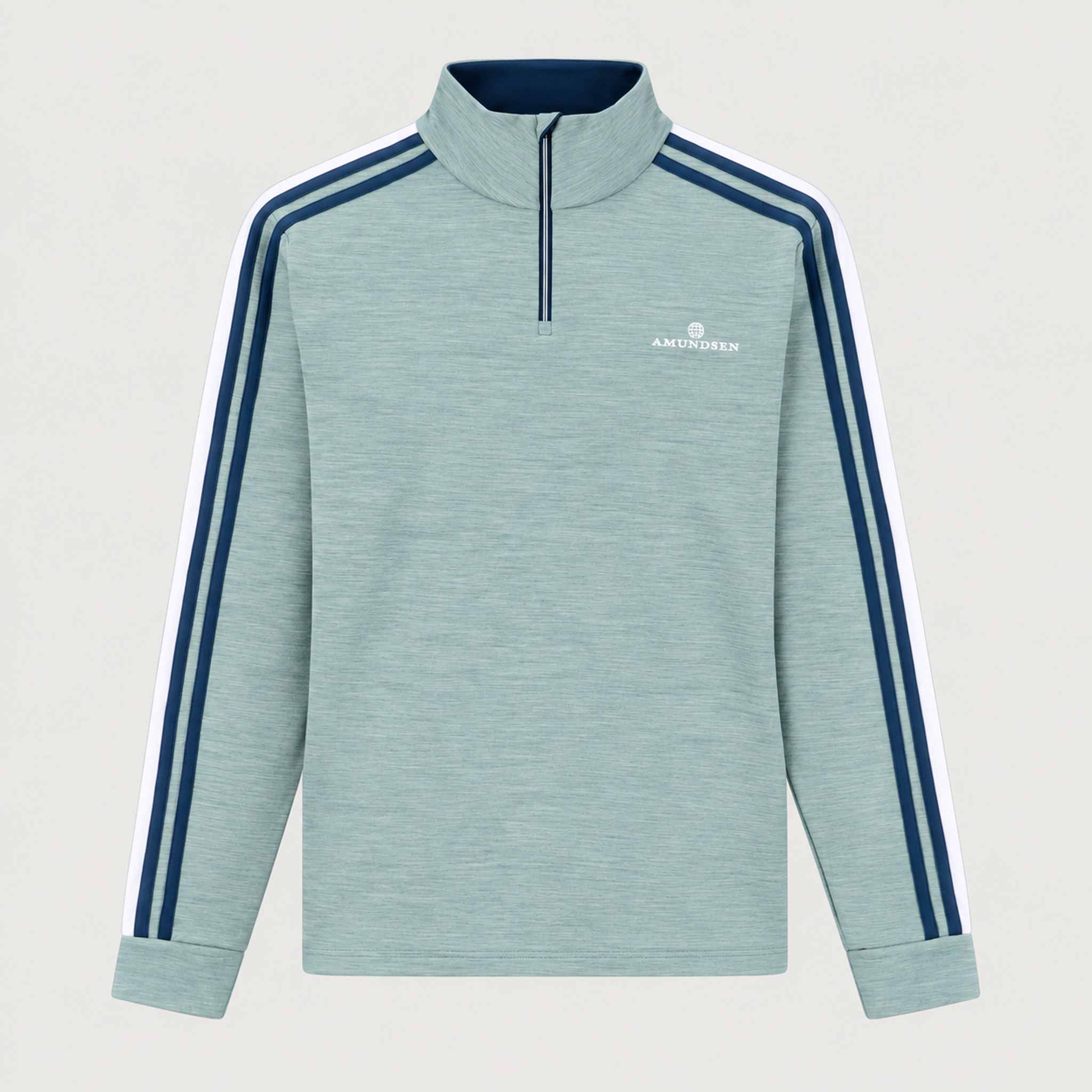Amundsen 5Mila Half Zip in Stormy Blue Lines, front product view.