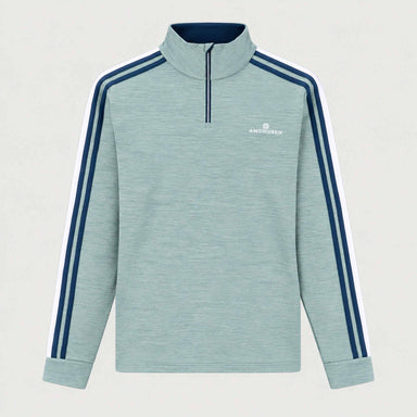 Amundsen 5Mila Half Zip in Stormy Blue Lines, front product view.