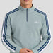 Amundsen 5Mila Half Zip in Stormy Blue Lines, close-up fabric detail on model.