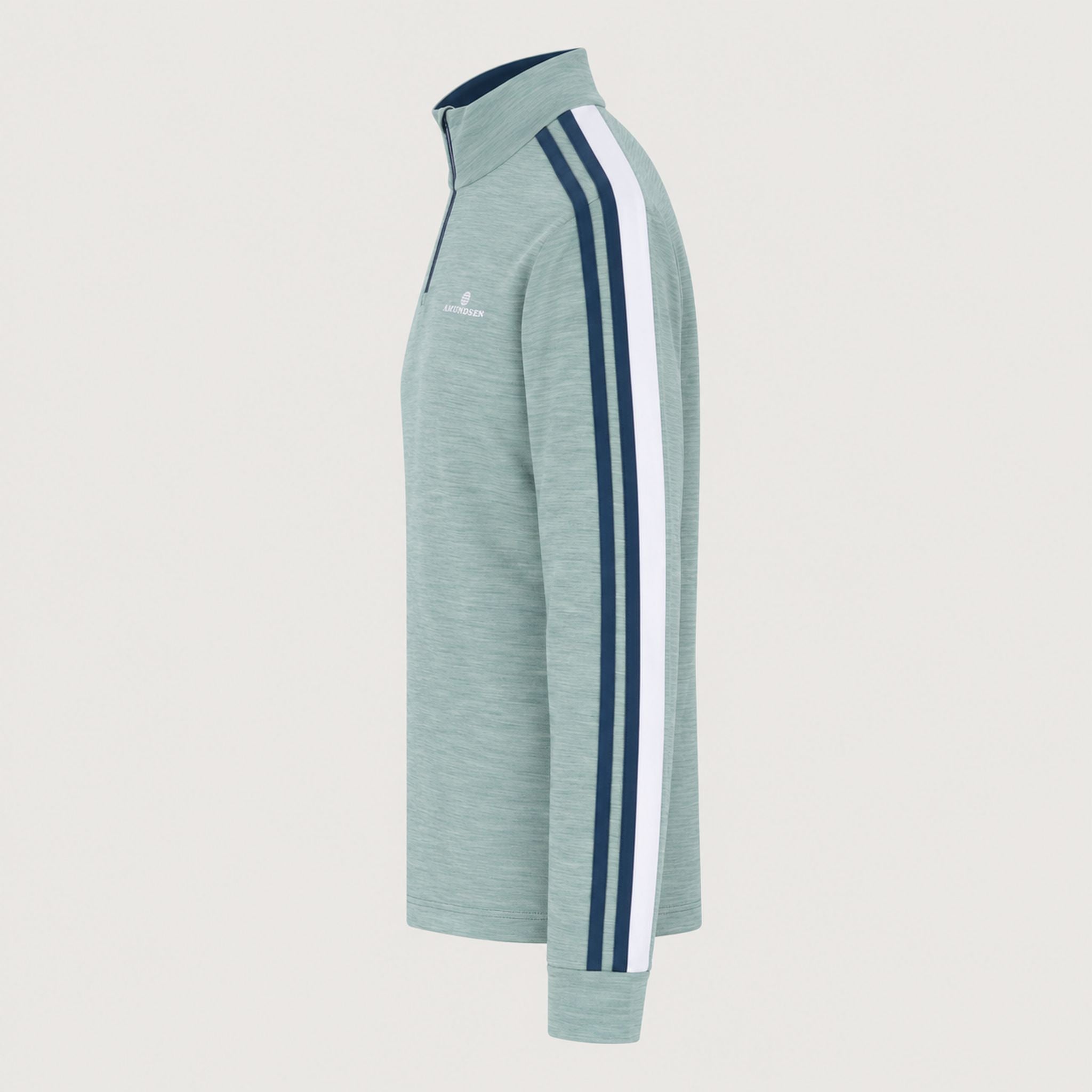Amundsen 5Mila Half Zip in Stormy Blue Lines, side product view.