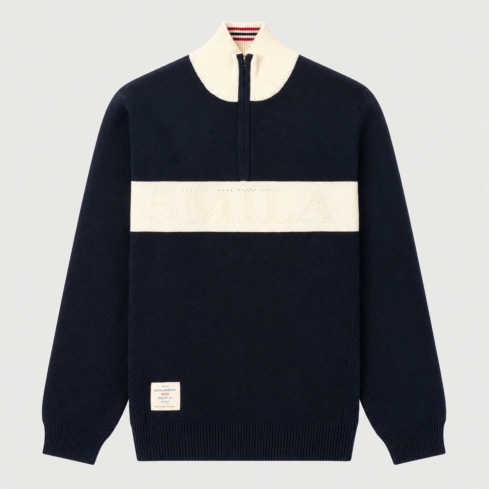Amundsen 5Mila Half Zip Sweater in Faded Navy, front product view.