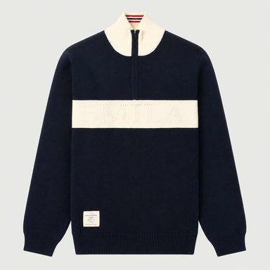 Amundsen 5Mila Half Zip Sweater in Faded Navy, front product view.