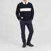 Amundsen 5Mila Half Zip Sweater in Faded Navy, full outfit view on model.