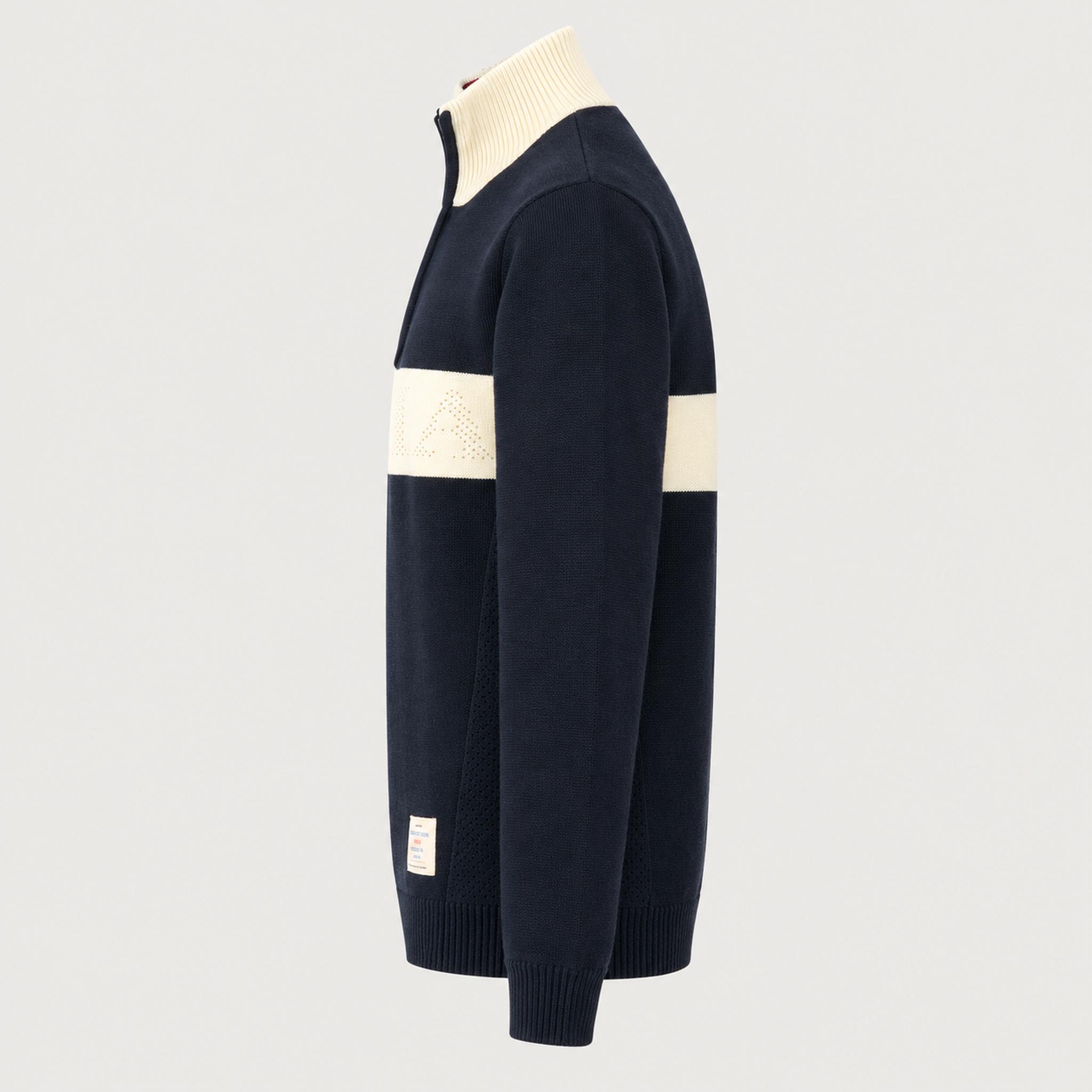 Amundsen 5Mila Half Zip Sweater in Faded Navy, side product view.