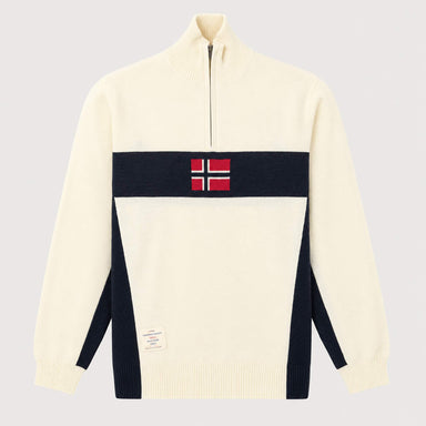 Amundsen 5Mila Half Zip Sweater in Oatmeal, front product view.