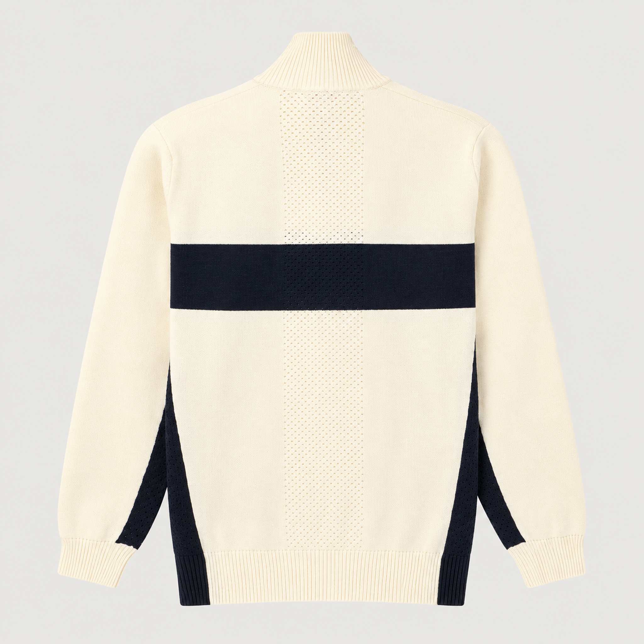 Amundsen 5Mila Half Zip Sweater in Oatmeal, back product view.