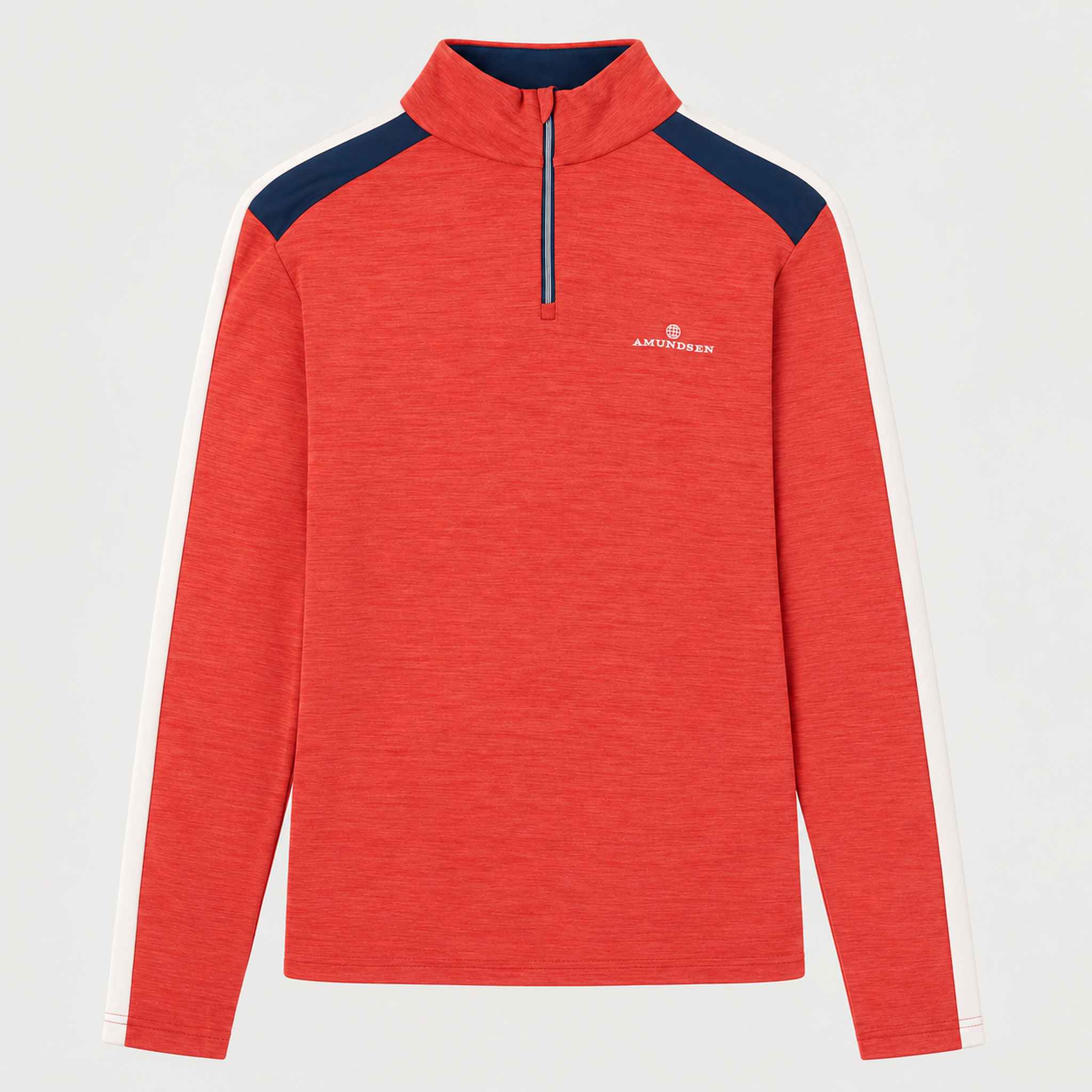Amundsen 5Mila Half Zip in Terra Red Stripe, front product view.