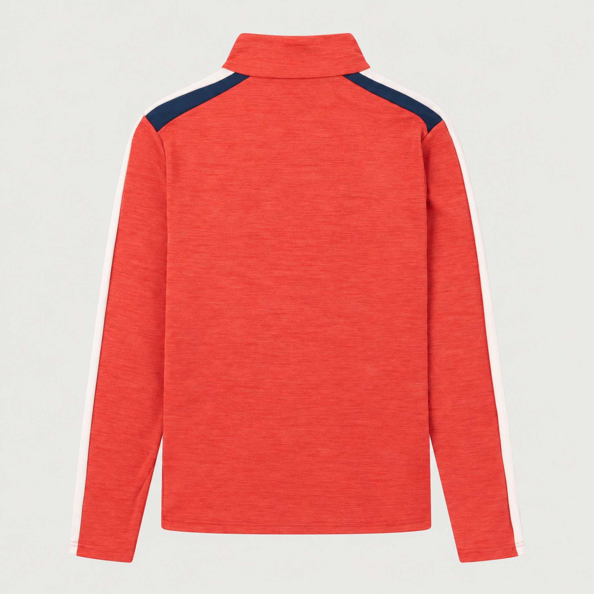 Amundsen 5Mila Half Zip in Terra Red Stripe, back product view.