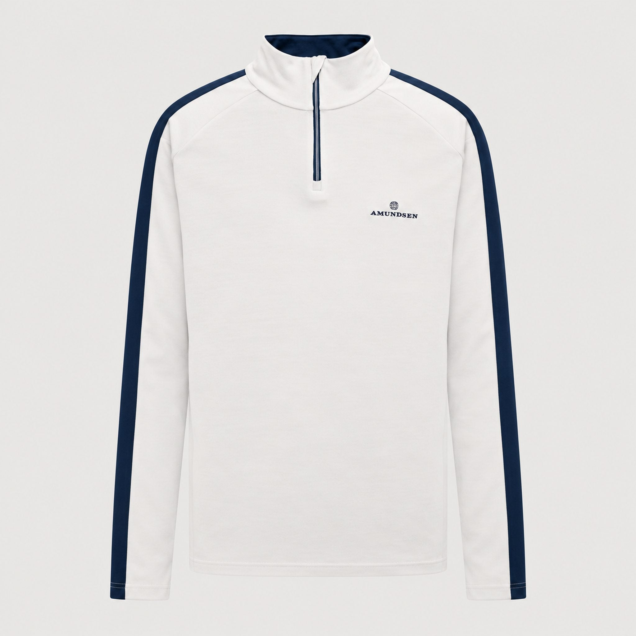 Amundsen 5Mila Half Zip in White Stripe, front product view.