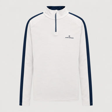 Amundsen 5Mila Half Zip in White Stripe, front product view.
