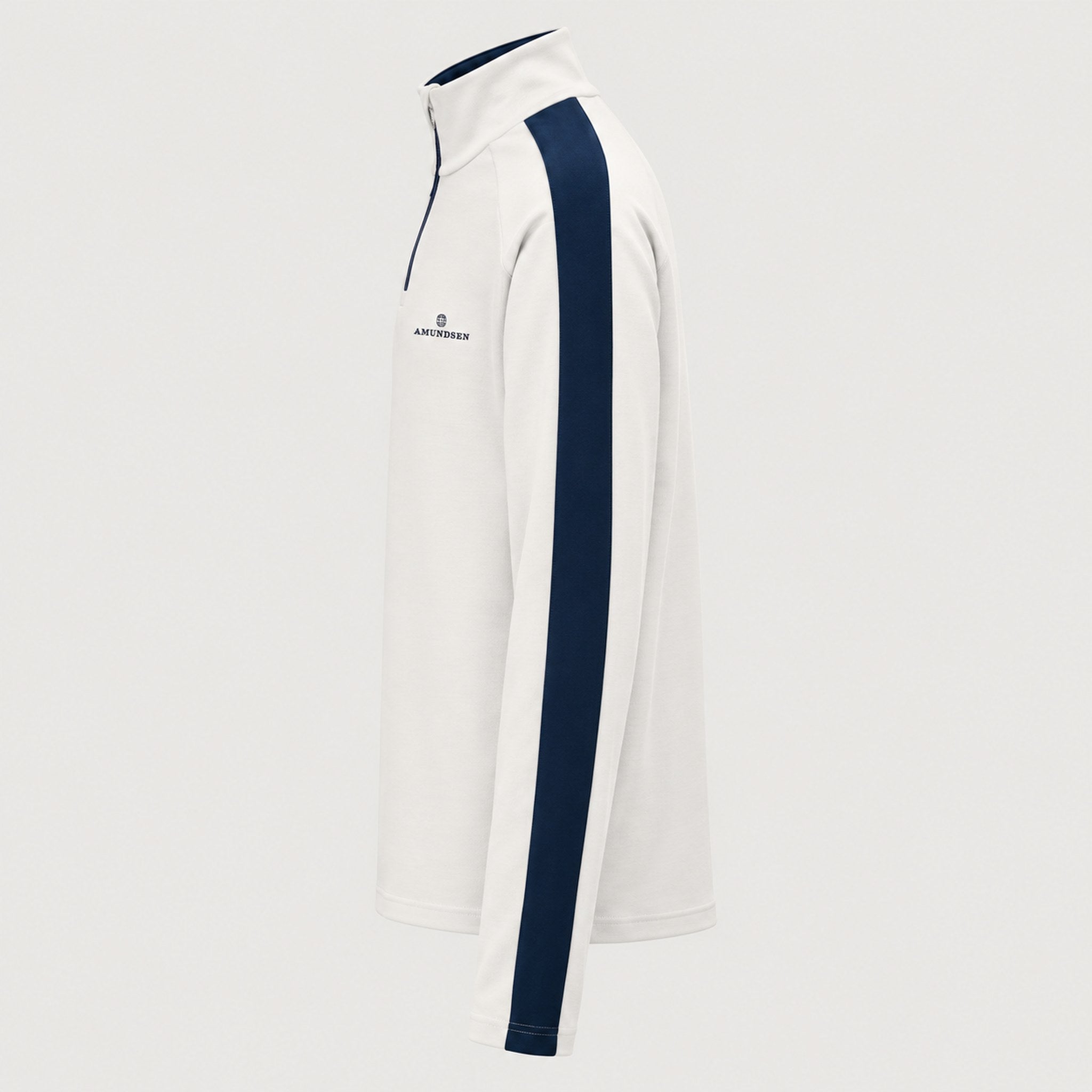 Amundsen 5Mila Half Zip in White Stripe, side product view.
