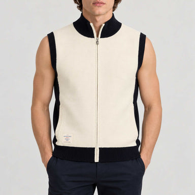 Amundsen 5Mila Knitted Vest in Oatmeal, model front
