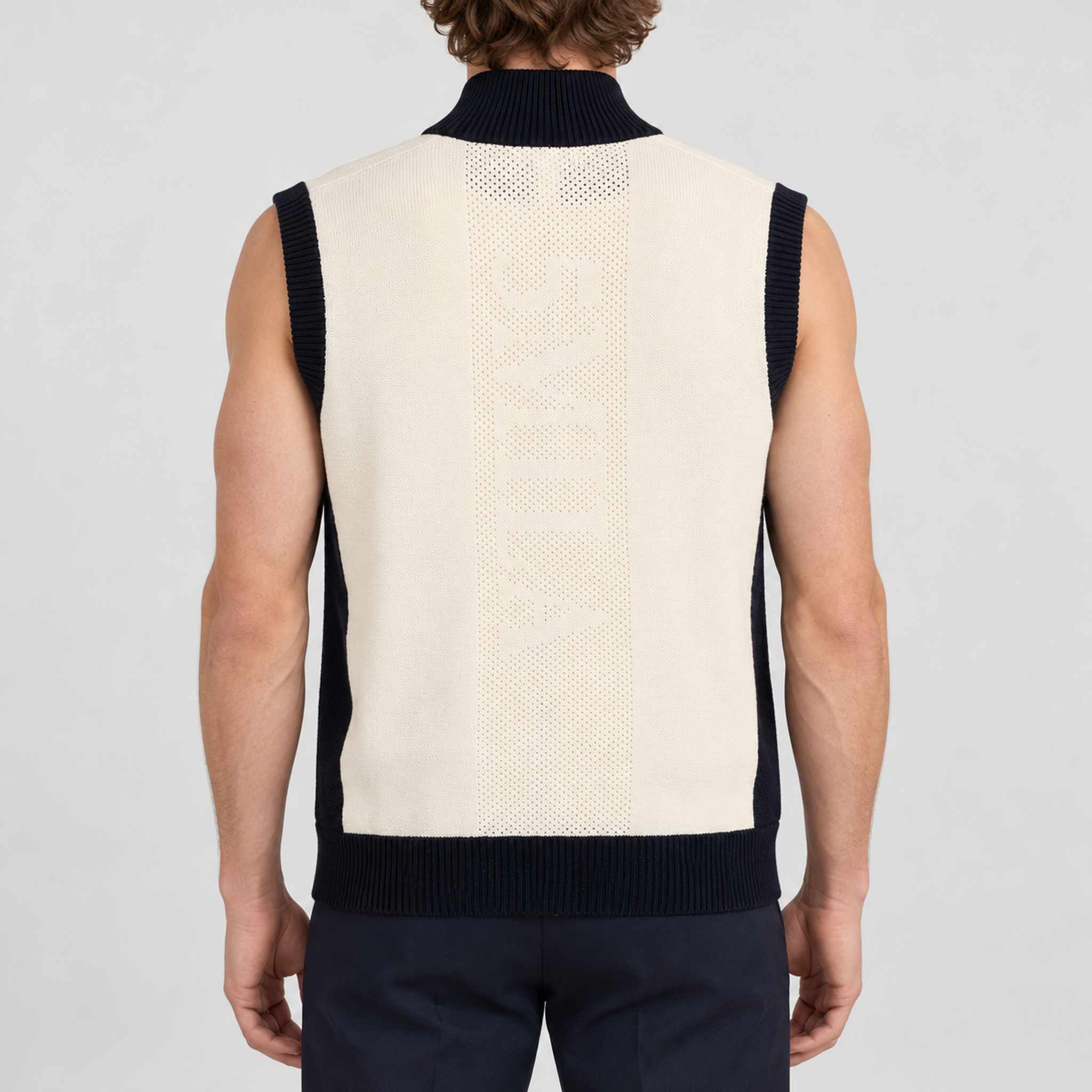 Amundsen 5Mila Knitted Vest in Oatmeal, model back