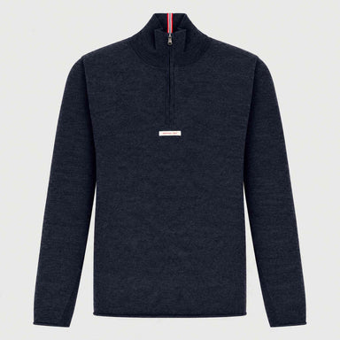 Amundsen Boiled Half Zip in Faded Navy, front product view.