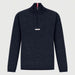Amundsen Boiled Half Zip in Faded Navy, front product view.