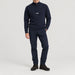 Amundsen Boiled Half Zip in Faded Navy, full outfit view on model.