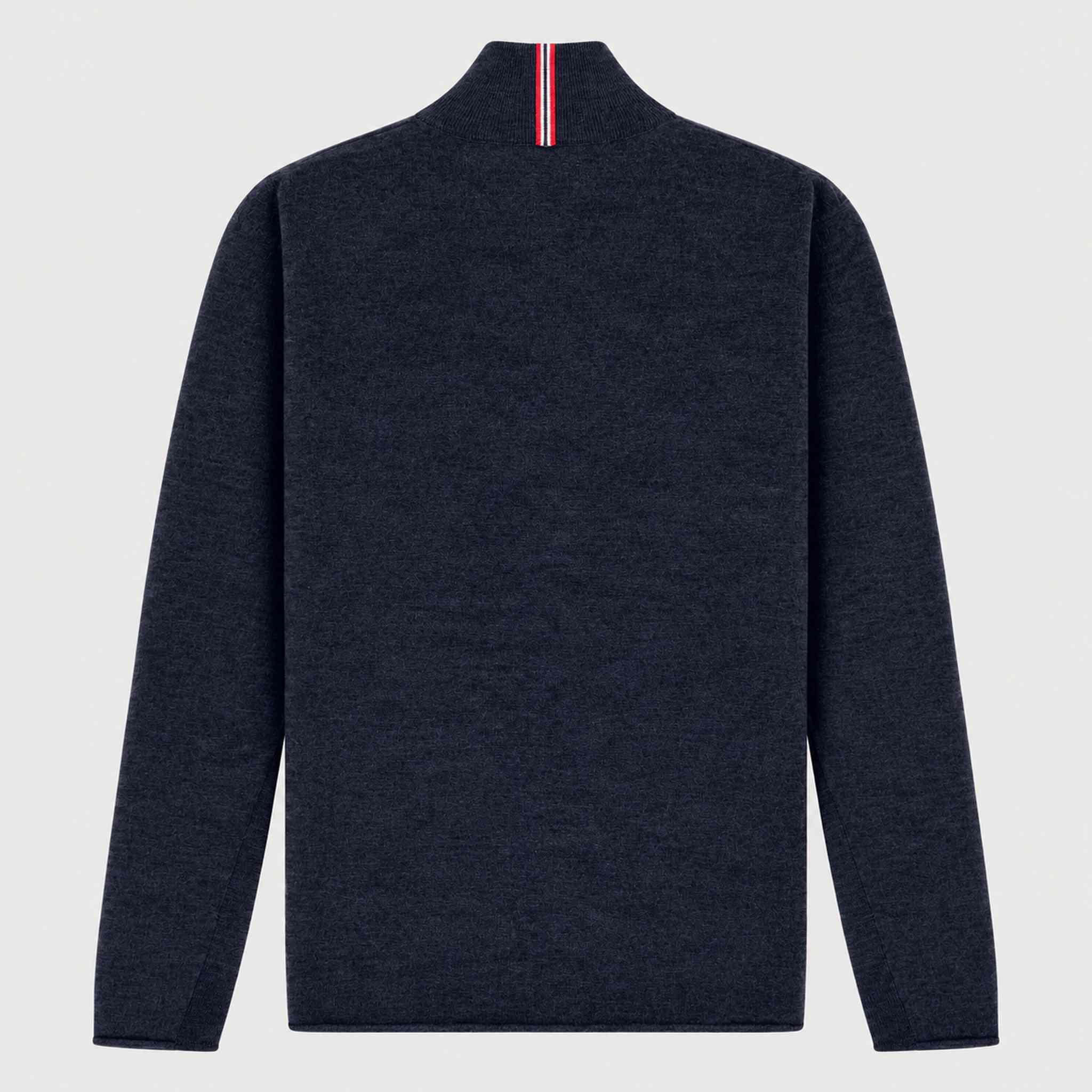 Amundsen Boiled Half Zip in Faded Navy, back product view.