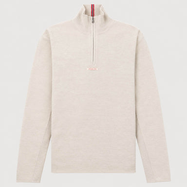 Amundsen Boiled Half Zip in Oatmeal, front product view.