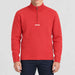 Amundsen Boiled Half Zip in Weathered Red, front view on model.