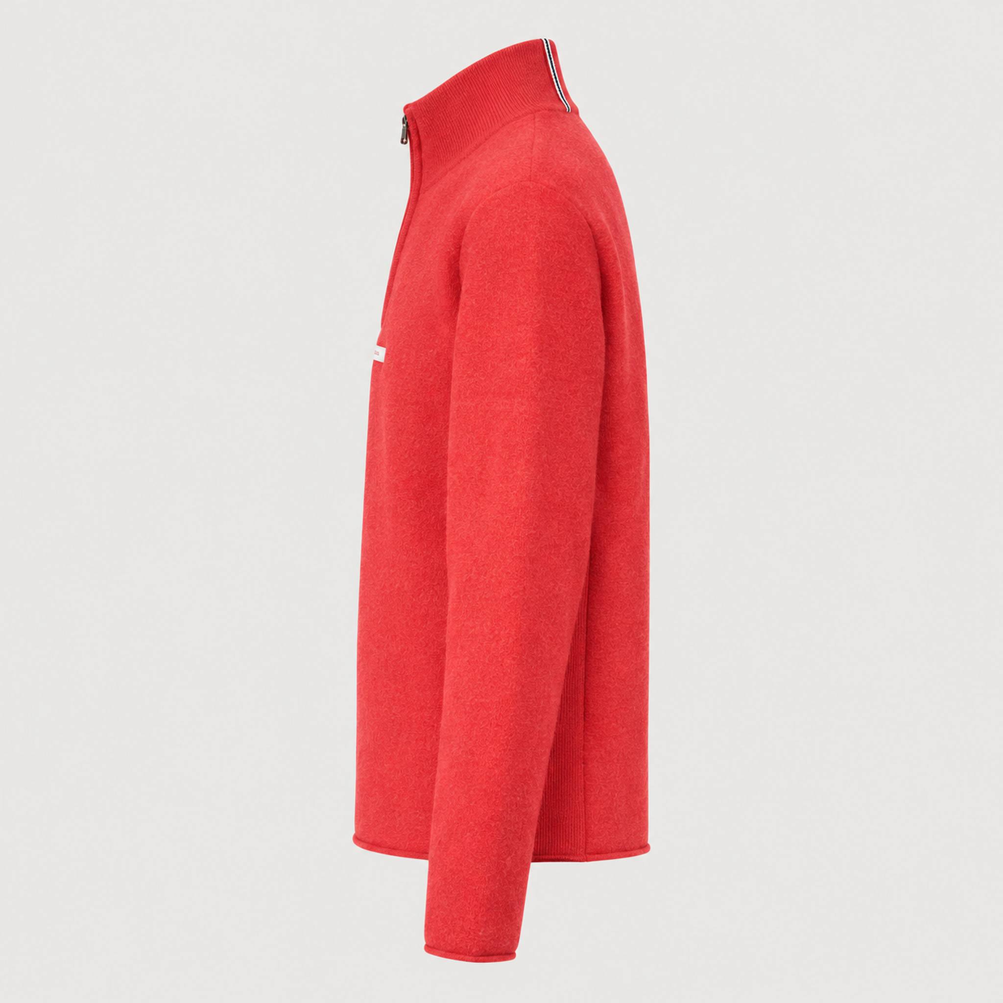 Amundsen Boiled Half Zip in Weathered Red, side product view.