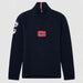 Amundsen Boiled Ski Flag Sweater in Faded Navy, front product view.