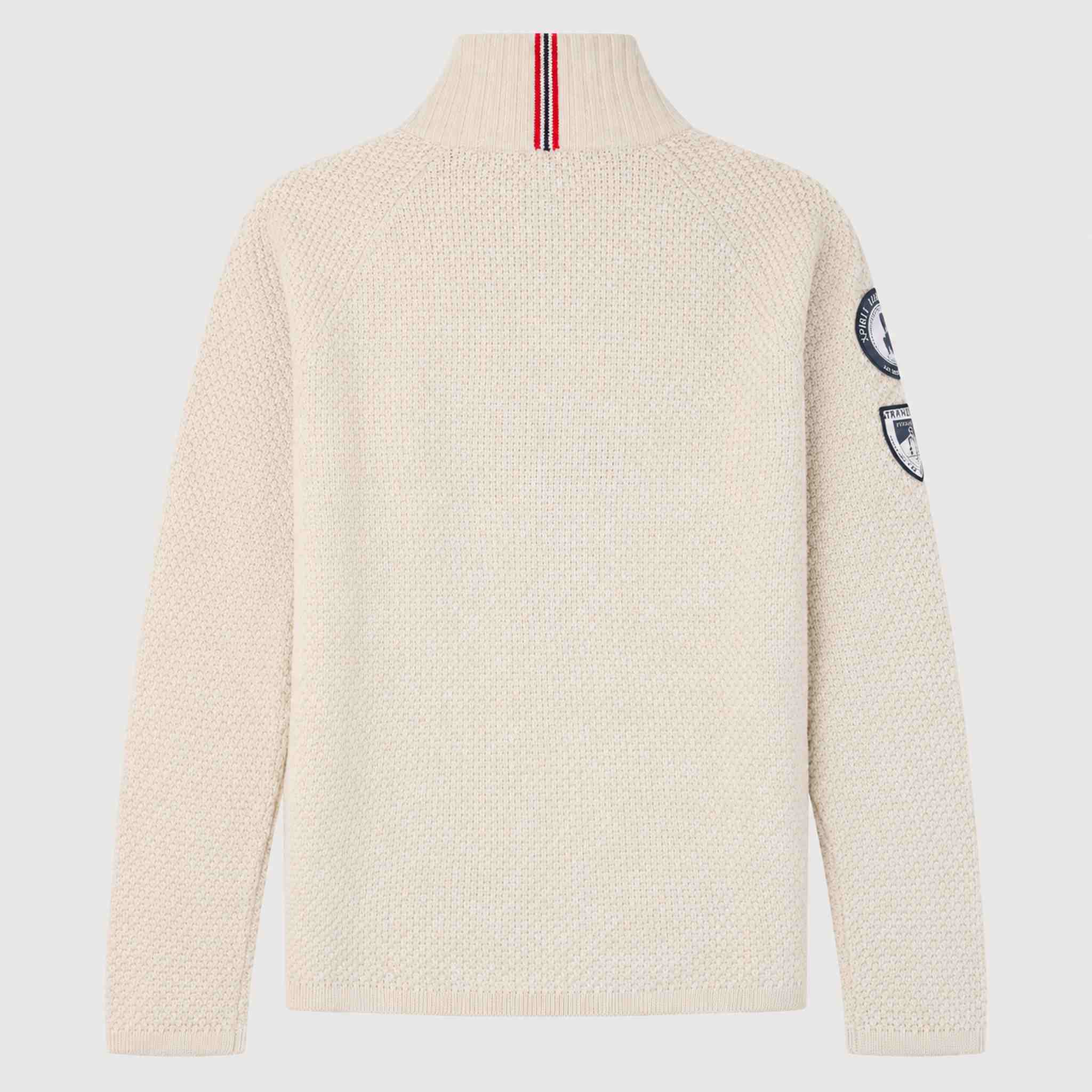 Amundsen Boiled Ski Flag Sweater in Oatmeal, back product view.