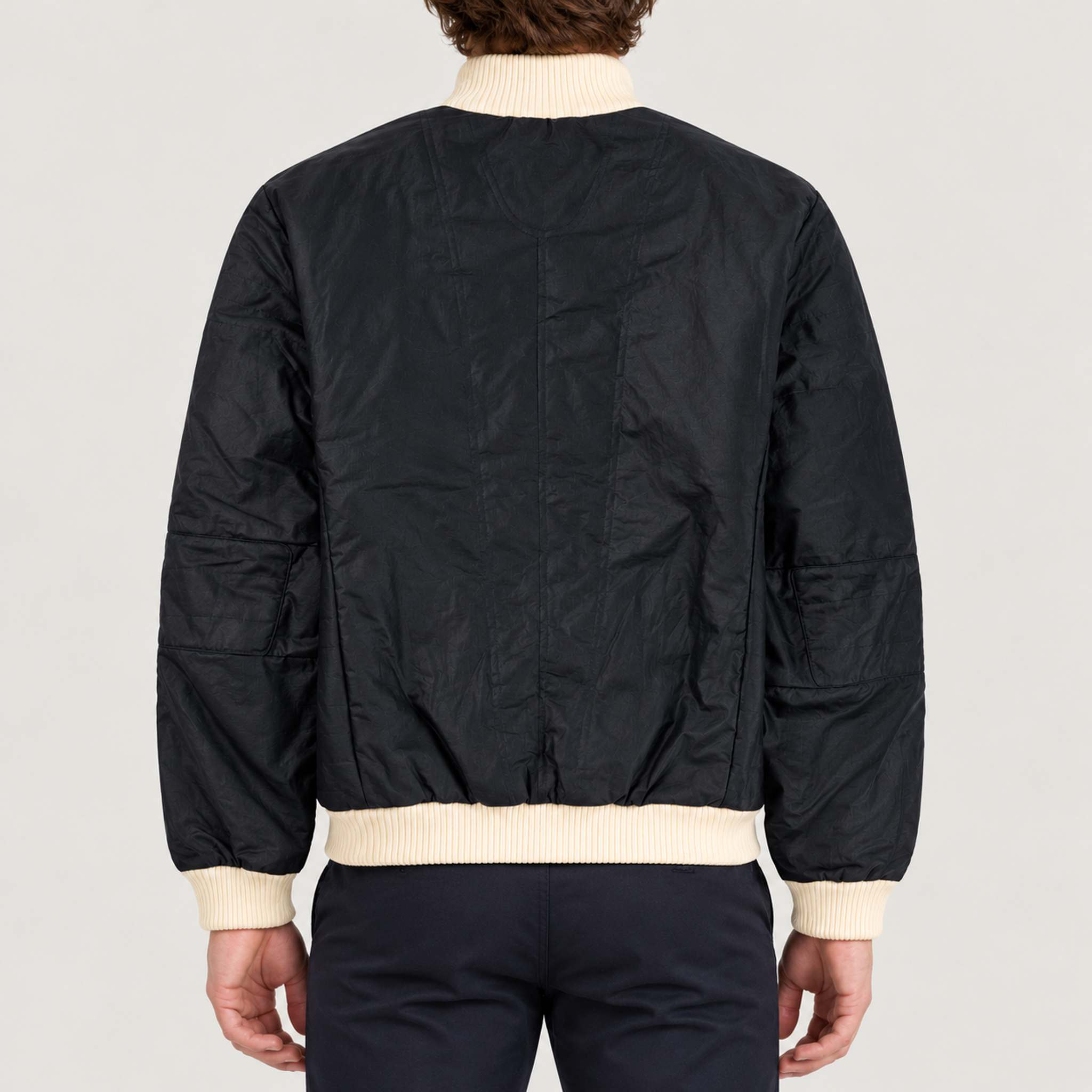 Amundsen men's Breguet Waxed Jacket in Faded Navy, model back.