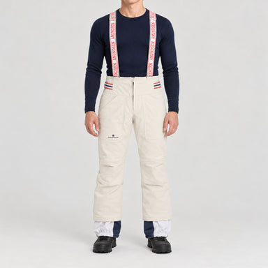 Amundsen Concord Ski Pants in Natural, front view on model.