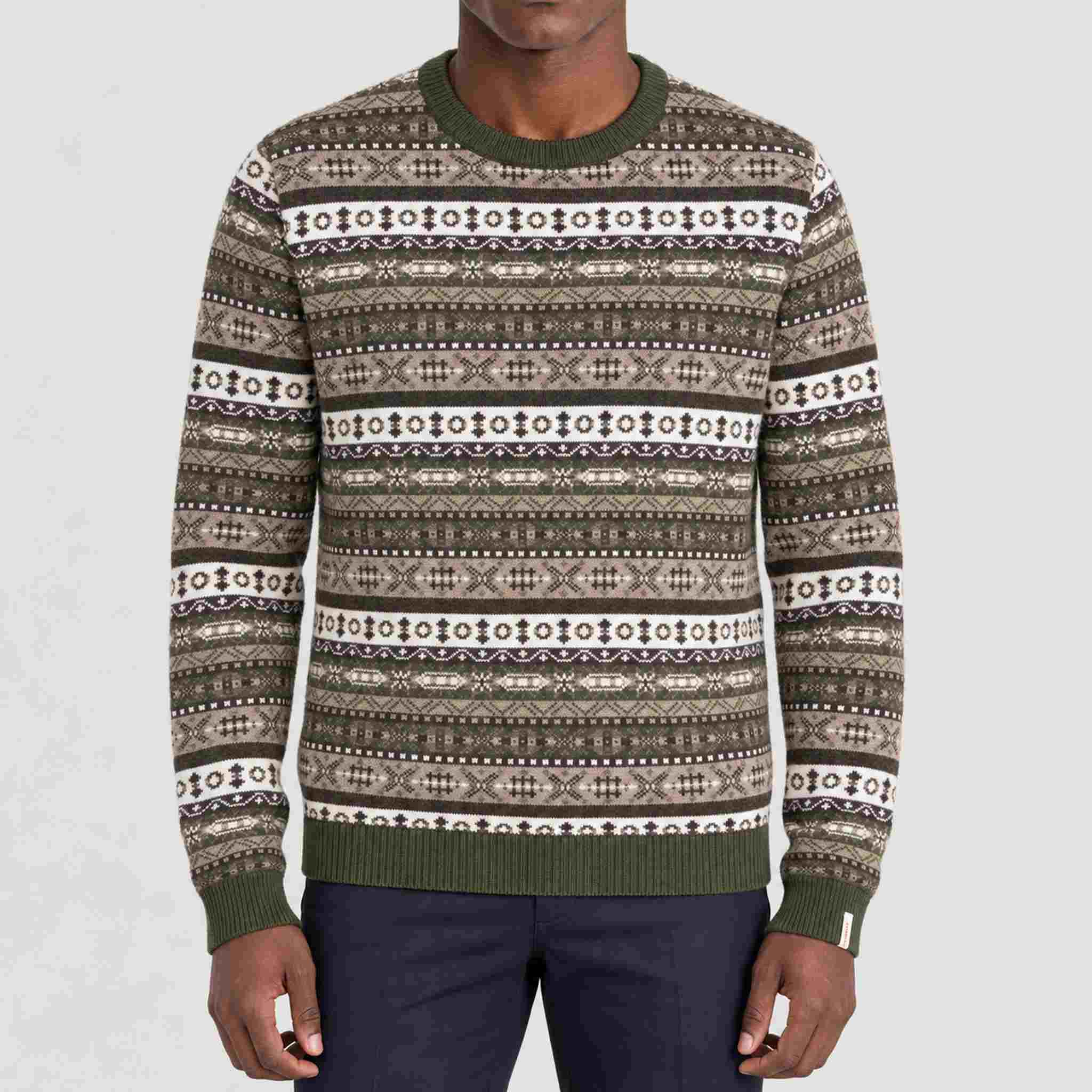 Amundsen Dunkirk Crew Neck, front view on model.
