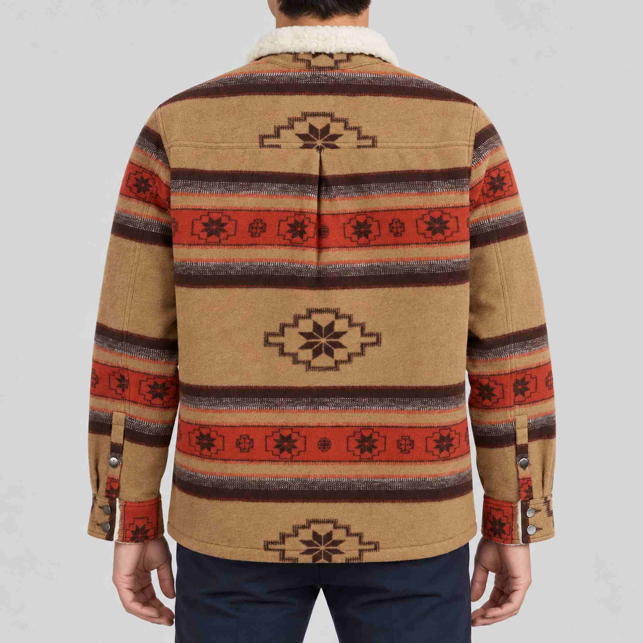 Amundsen Harvester Akle Overshirt, back view on model.
