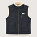 Amundsen Harvester Reverso Waxed Vest, front product view, navy waxed side.