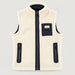 Amundsen Harvester Reverso Waxed Vest, front product view, cream fleece side.