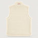 Amundsen Harvester Reverso Waxed Vest, back product view, cream fleece side.