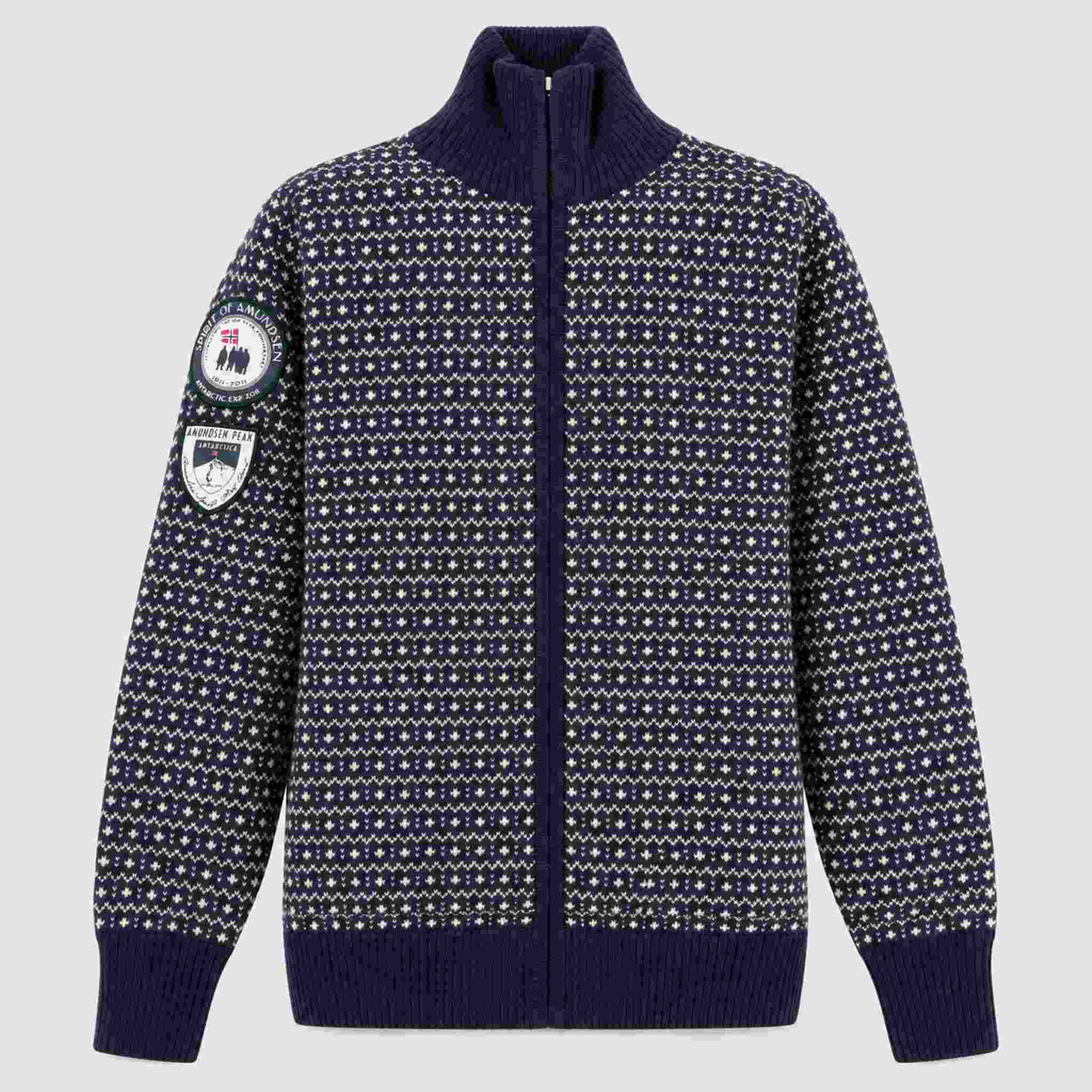 Amundsen Heroes of Telemark Full Zip in Faded Navy, front product view.