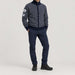 Amundsen Heroes of Telemark Full Zip in Faded Navy, full outfit view on model.