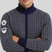 Amundsen Heroes of Telemark Full Zip in Faded Navy, close-up fabric detail on model.