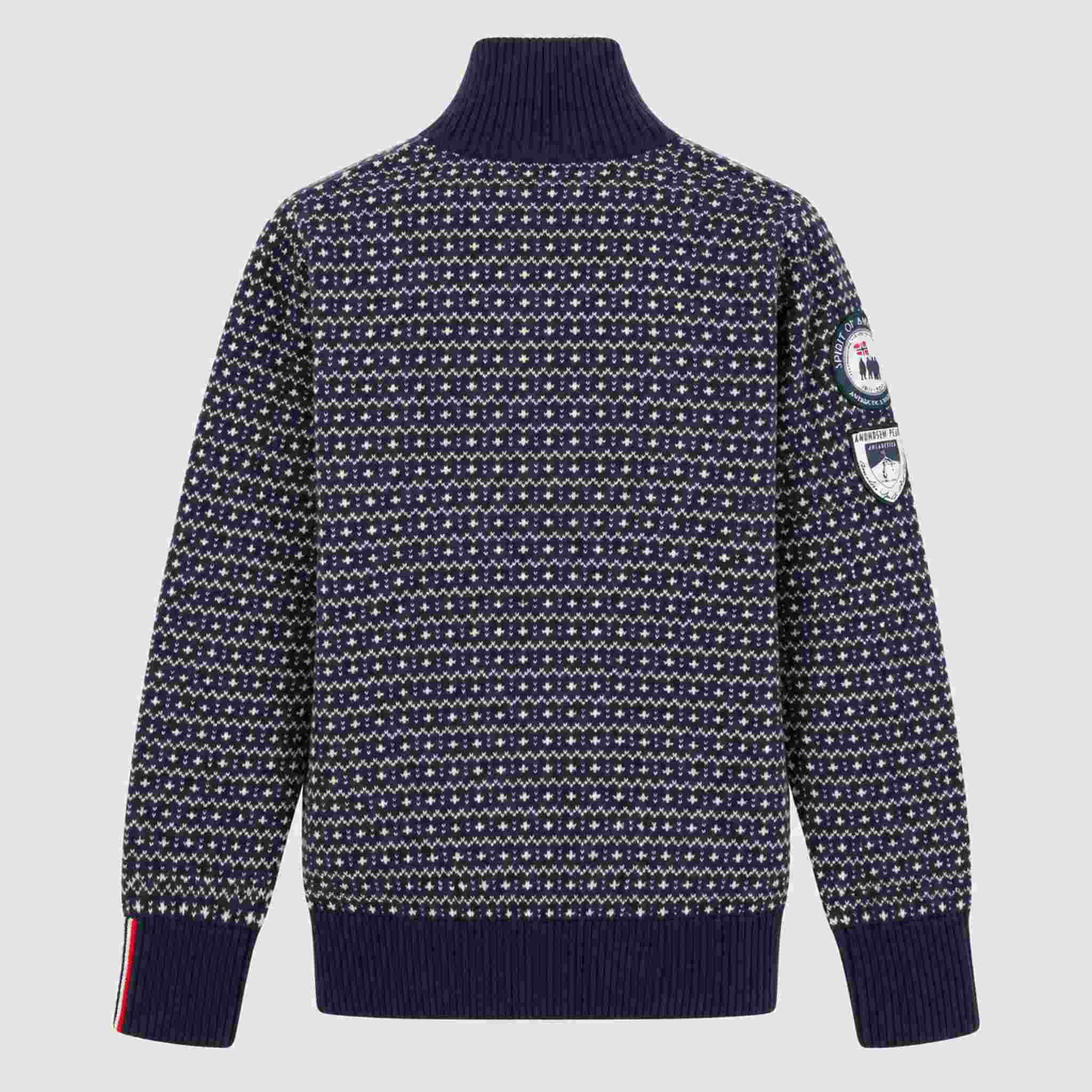 Amundsen Heroes of Telemark Full Zip in Faded Navy, back product view.