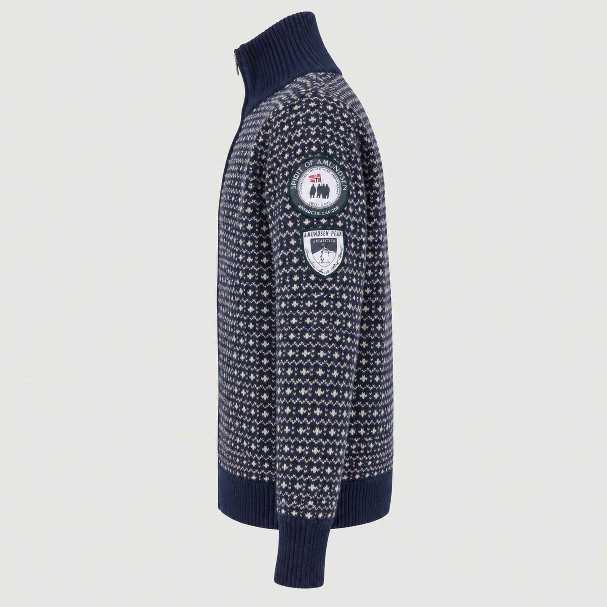 Amundsen Heroes of Telemark Full Zip in Faded Navy, side product view.