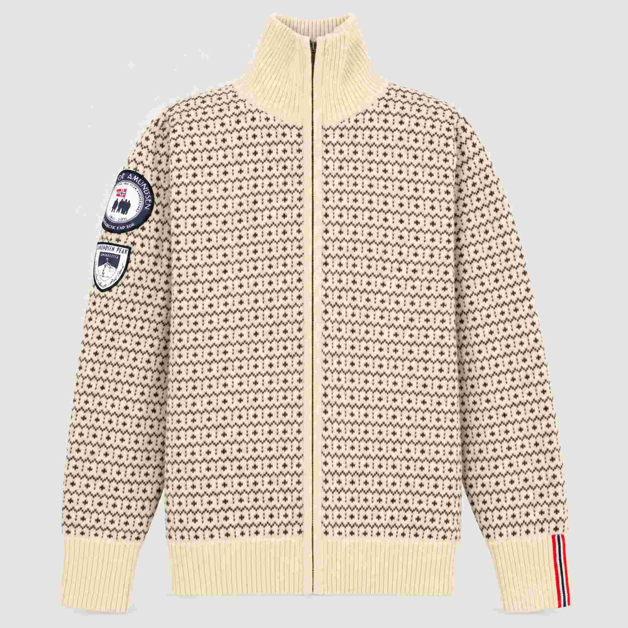 Amundsen Heroes of Telemark Full Zip in Natural, front product view.