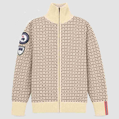 Amundsen Heroes of Telemark Full Zip in Natural, front product view.