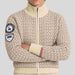 Amundsen Heroes of Telemark Full Zip in Natural, close-up fabric detail on model.