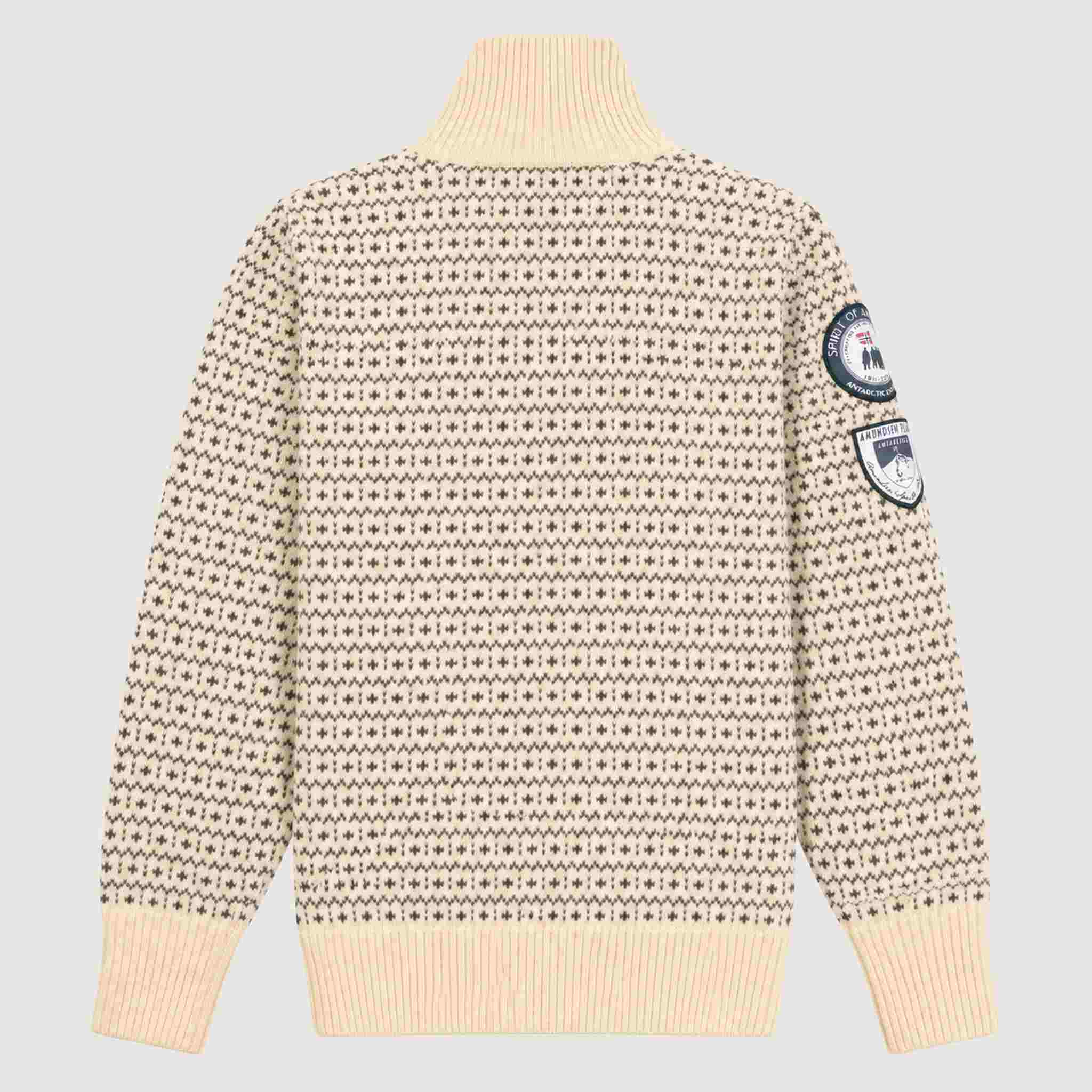 Amundsen Heroes of Telemark Full Zip in Natural, back product view.