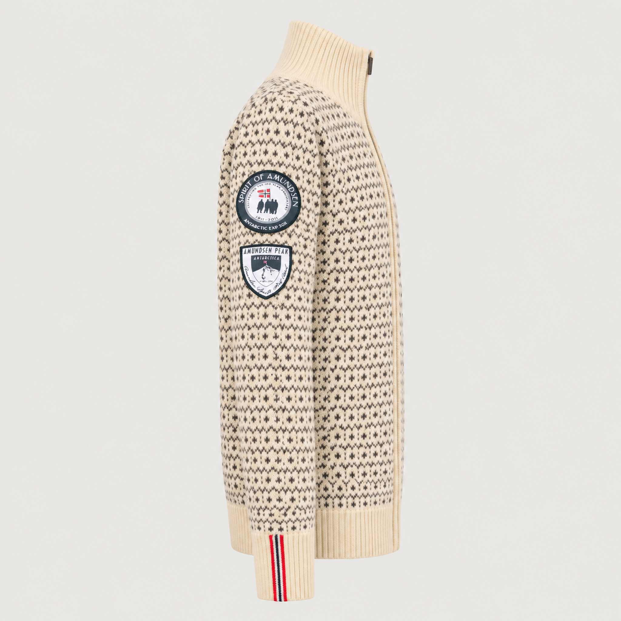 Amundsen Heroes of Telemark Full Zip in Natural, side product view.
